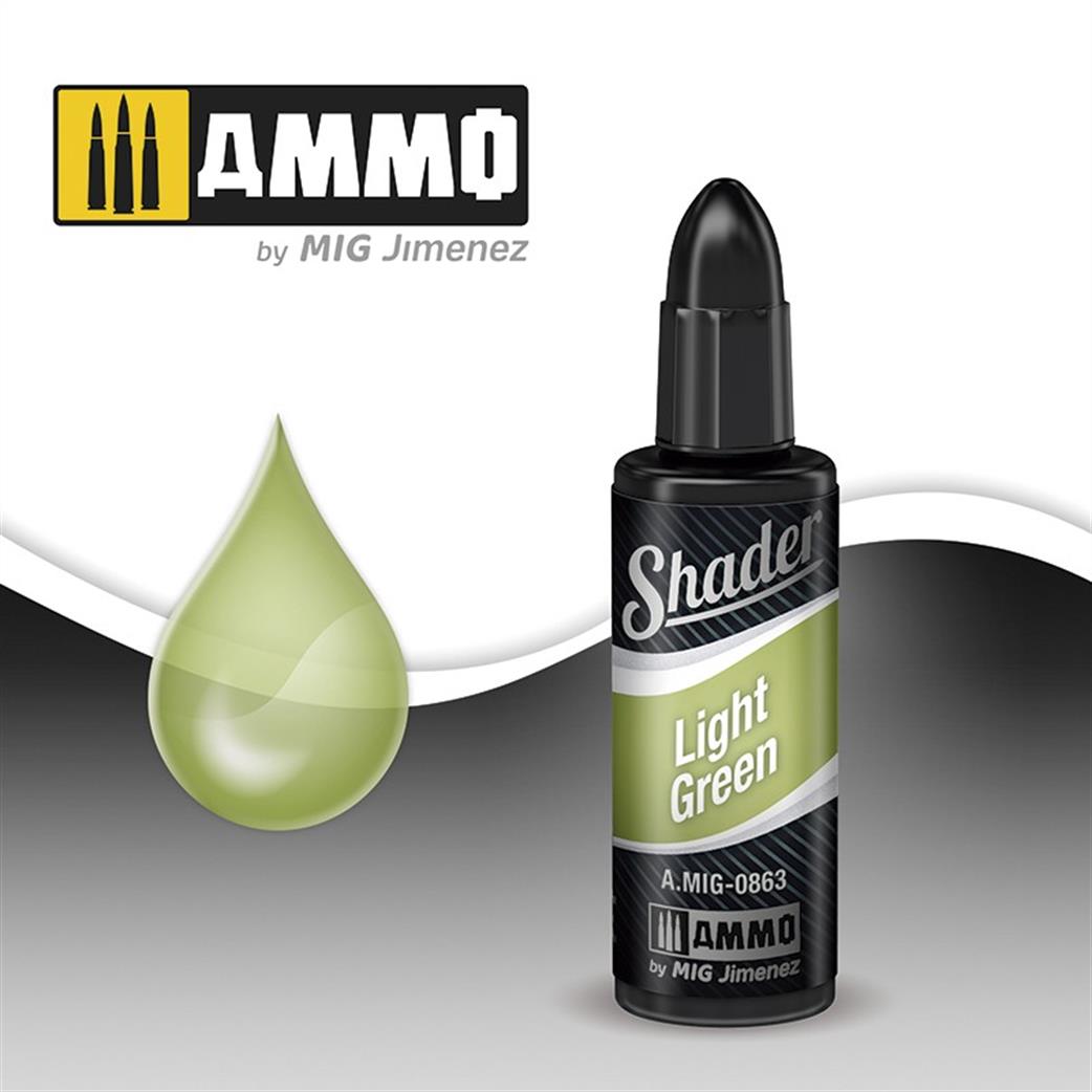 Ammo of Mig Jimenez  A.MIG-0863 Light Green Shader 10ml Pot