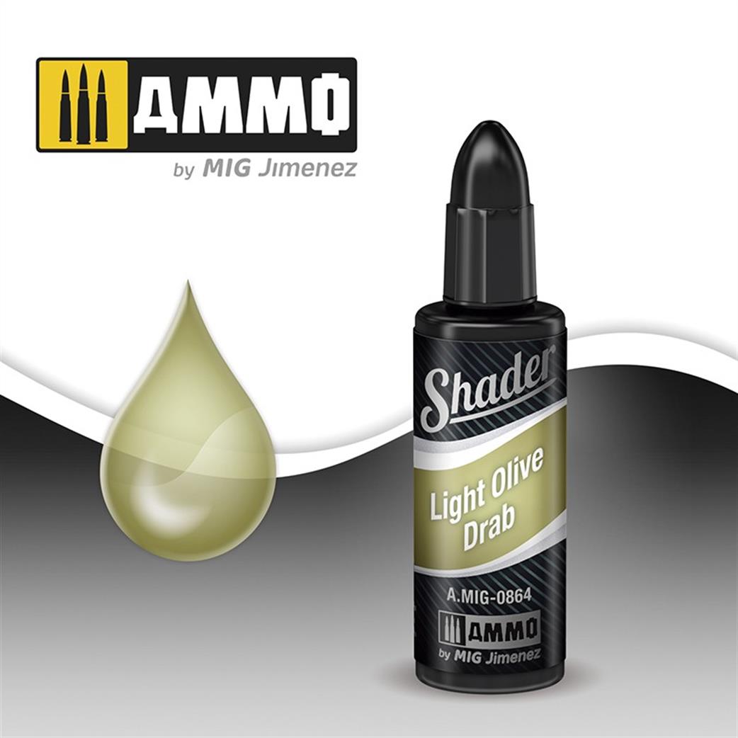 Ammo of Mig Jimenez  A.MIG-0864 Light olive Drab Shader 10ml Pot