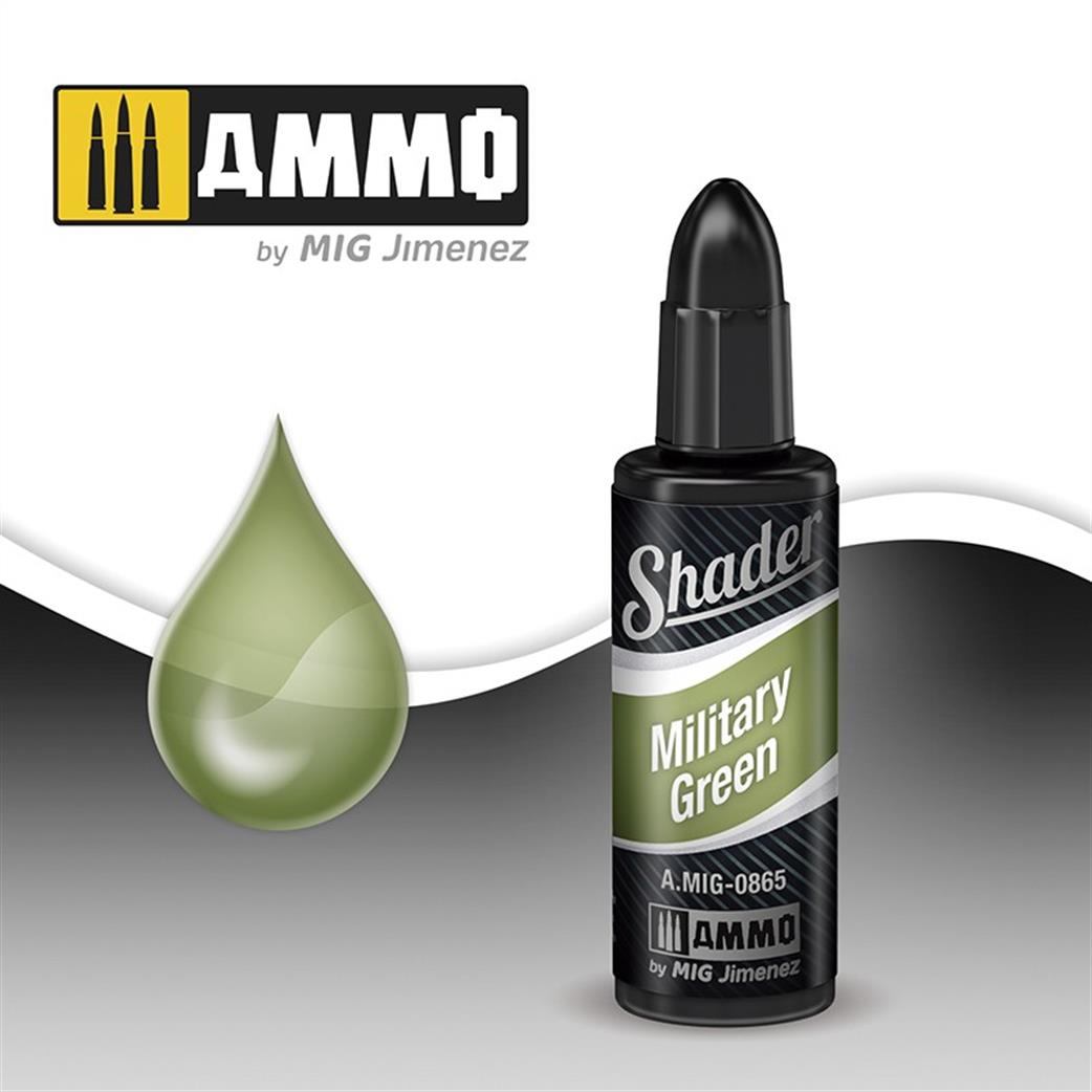 Ammo of Mig Jimenez  A.MIG-0865 Military Green Shader 10ml Pot