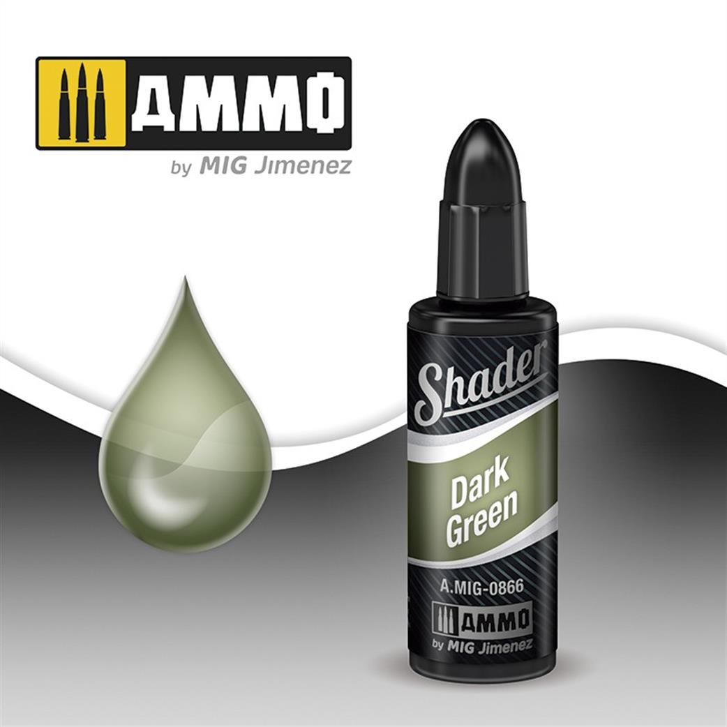 Ammo of Mig Jimenez  A.MIG-0866 Dark Green Shader 10ml Pot