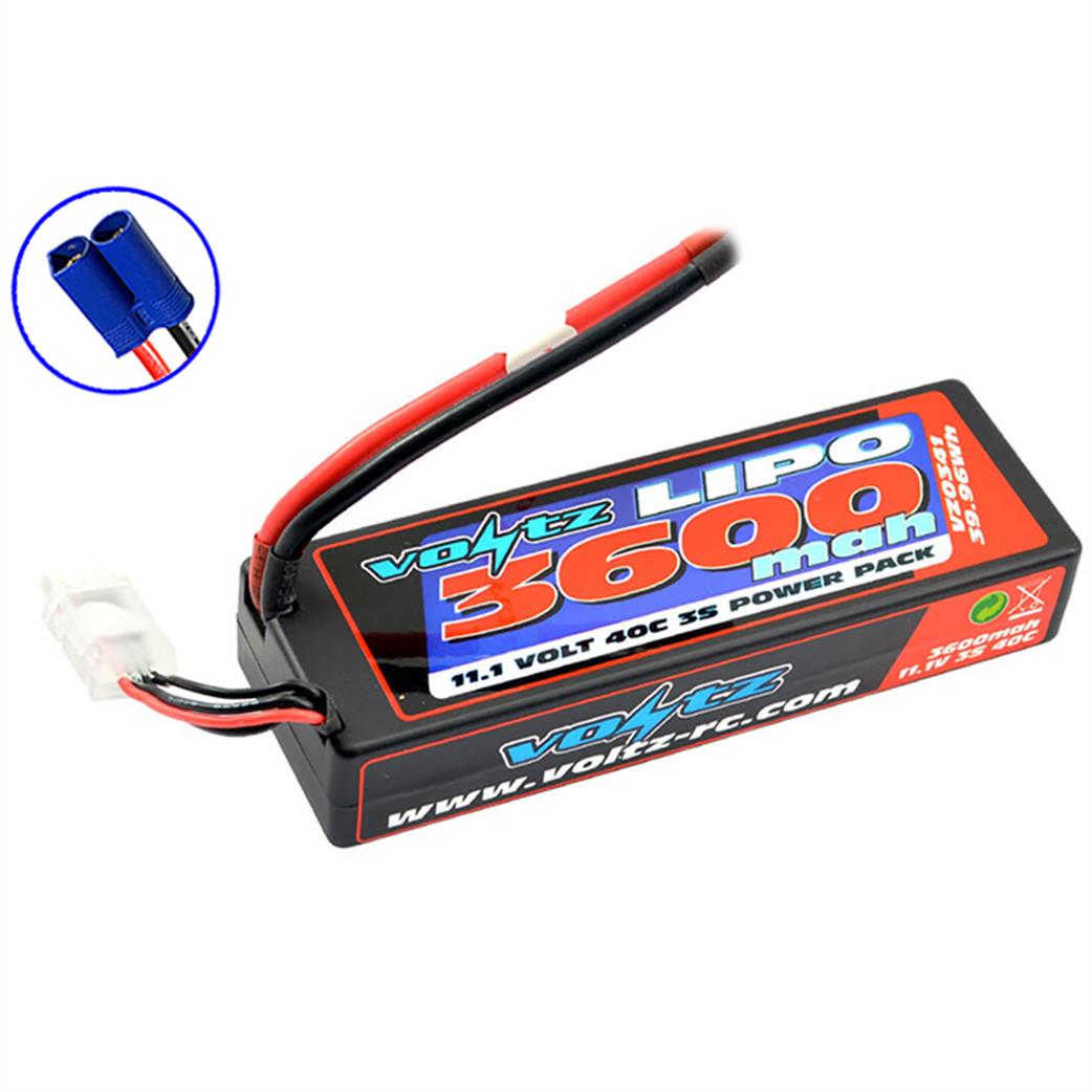 Voltz  VZ0341EC5 3600Mah Lipo Hard Case 11.1v 40C Battery EC5 Connector