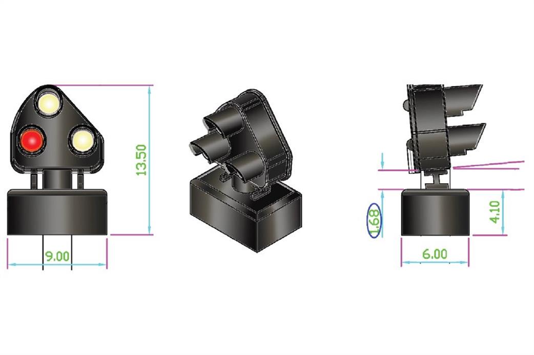 DCC Concepts OO DCD-MGS-BR Working 3-Light Electric Ground Position Light Signals Pack of 12