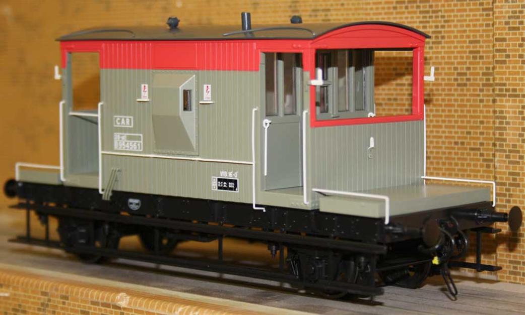 Dapol O Gauge 7F-200-025 BR Standard 20 Ton Goods Brake Van Grey B954686 CAR Railfreight Grey/Red Oleo Buffers Roller Bearings