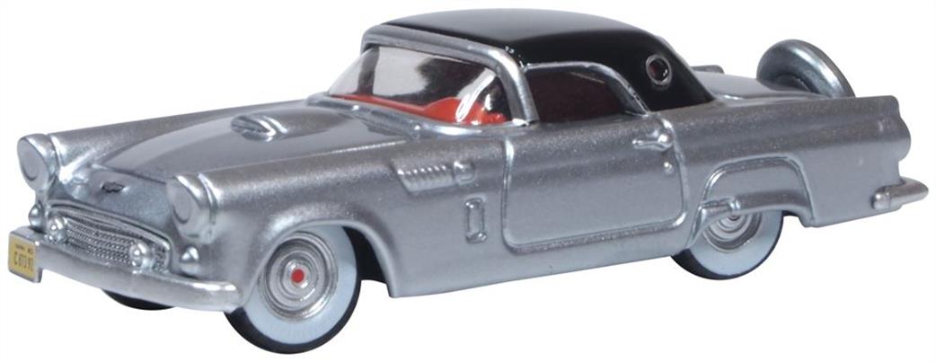 Oxford Diecast 1/87 87TH56007 Ford Thunderbird 1956 Thunderbird Gray Metallic/Raven Black