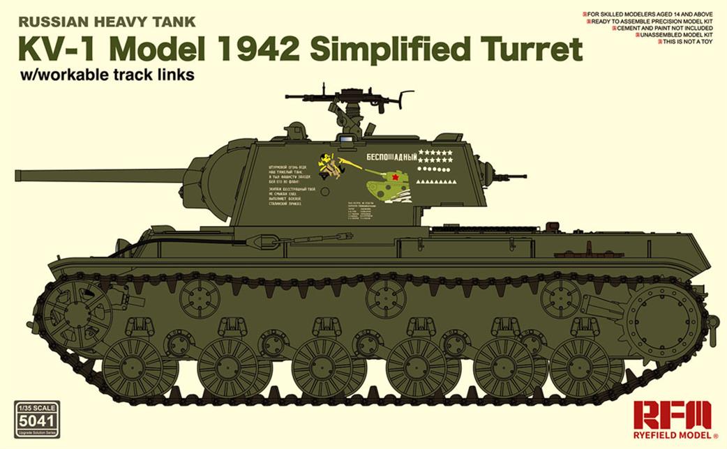 Rye Field Model 1/35 5041 Russian KV-1 Heavy Tank Model 1942 with Simplified Turret Kit