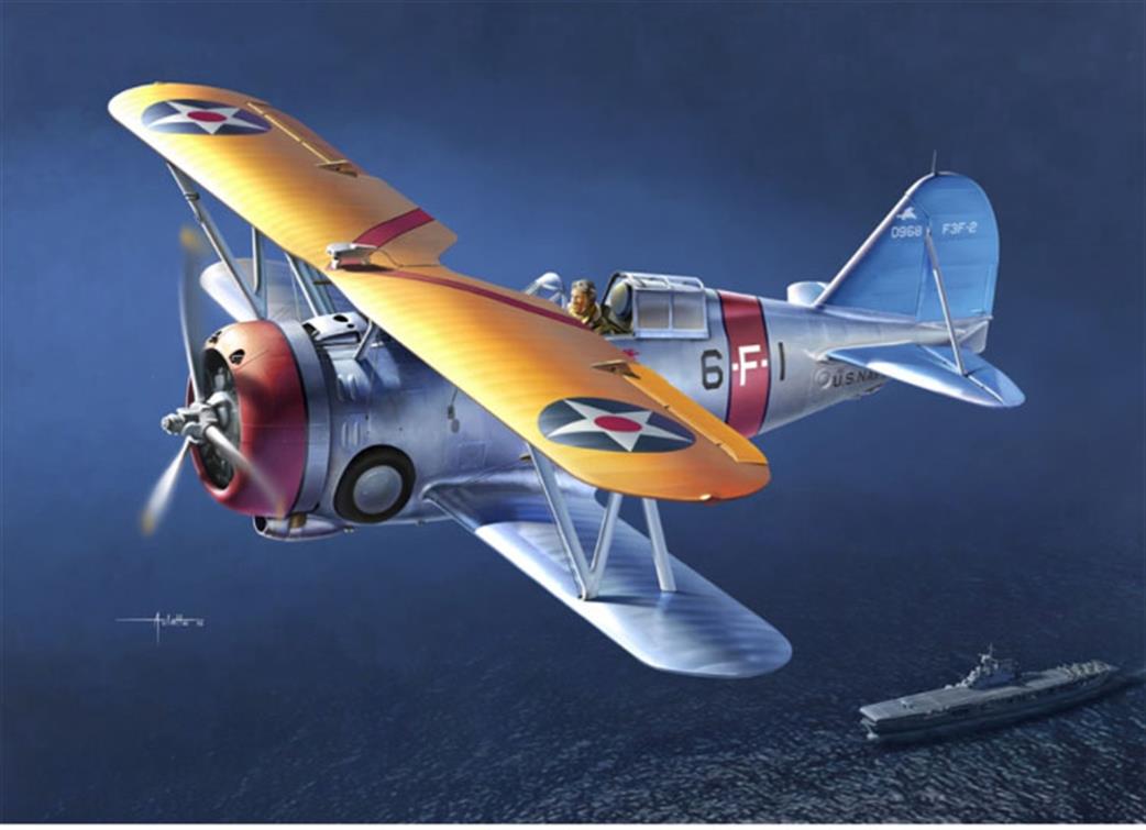 Academy 1/72 12326 Grumman F3F-2 Fighting Six American Navy Fighter Plastic Kit