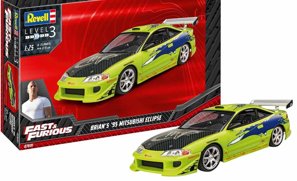 Revell 1/25 67691 Brian's 1995 Mitsubishi Eclipse Fast & Furious Car Starter Kit