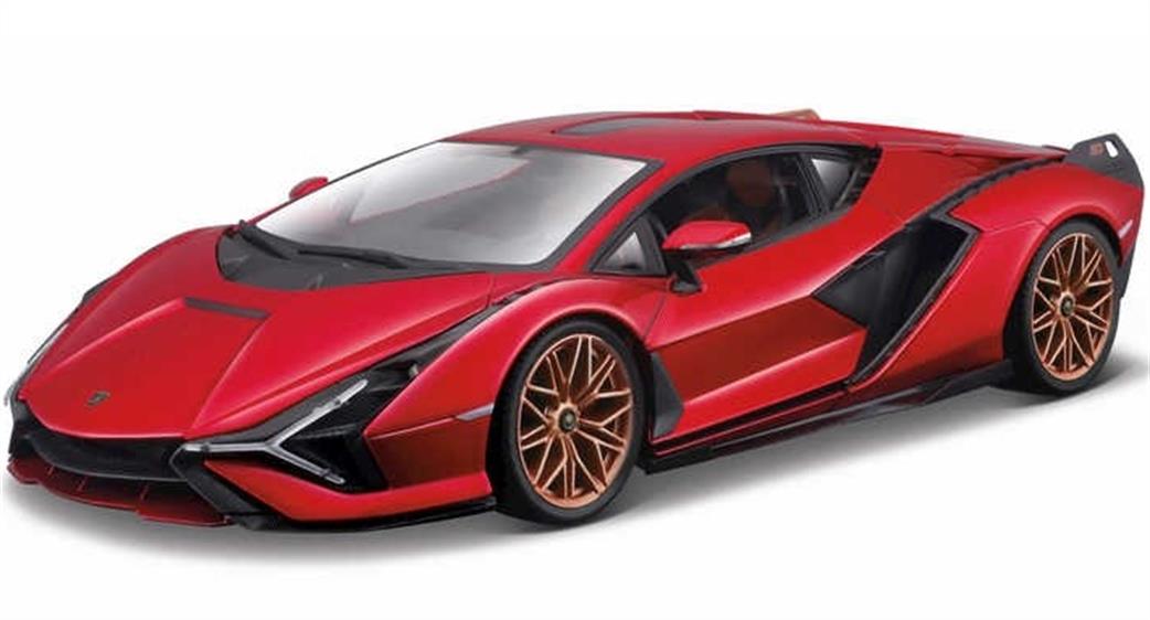 Burago 1/24 B18-21099R Lamborghini Sian Fkp 37 Red Diecast Model