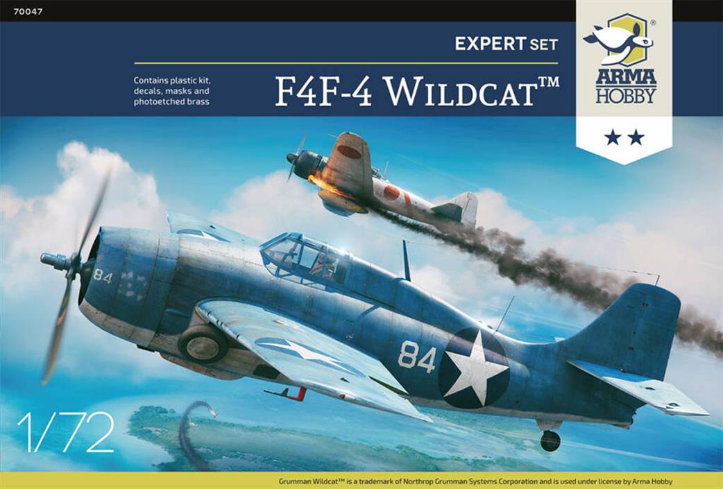 Arma Hobby 1/72 70047 F4F-4 Wildcat US Navy Fighter Quality Plastic Kit Expert Set