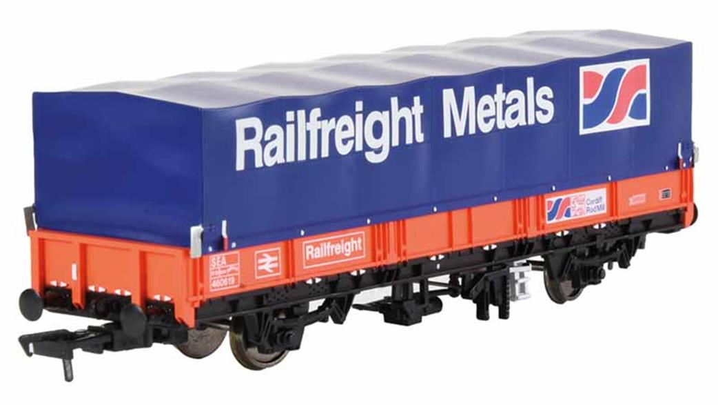 EFE Rail OO E87043 BR Railfreight Metals SEA Steel Wagon Cardiff Rod Mill with Hood Flame Red Livery