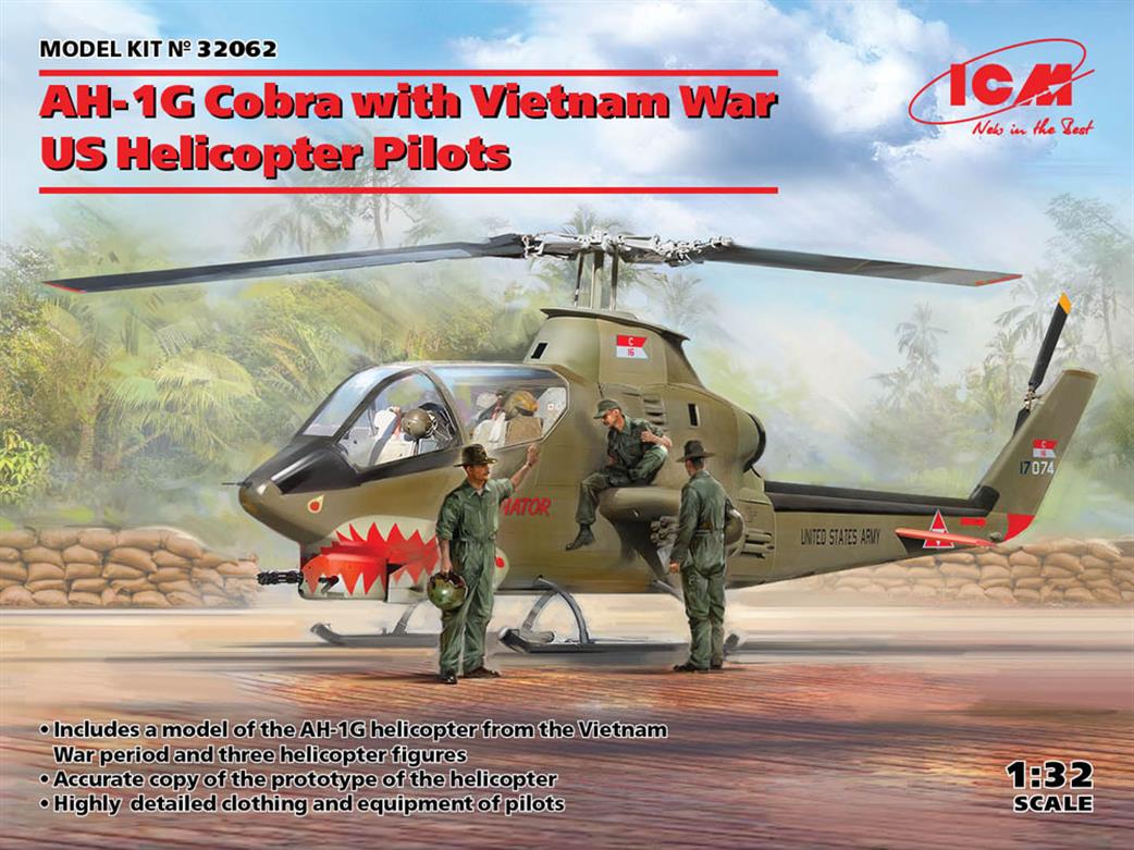ICM 1/32 32062 AH-1G Cobra with Vietnam War U.S. Helicopter Pilots 3 Figures