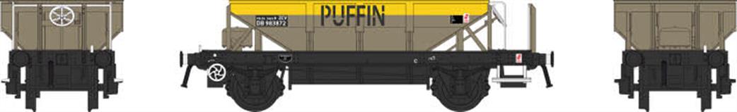 Heljan O Gauge 4360 Catfish ZCV Ballast Hopper DB983872 Dutch Grey/Yellow Puffin