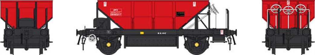 Heljan O Gauge 4383 Dogfish ZFV Ballast Hopper DB983217 Gulf Red