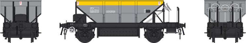 Heljan O Gauge 4384 Dogfish Ballast Hopper DB993016 Dutch Grey/Yellow