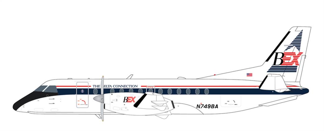 Gemini Jets 1/200 G2GAA1345 Business Express Airlines Saab 340a N749A The Delta Connection