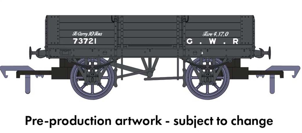 Rapido Trains OO 925001 GWR 73721 Diagram O21 4 Plank Open Wagon GWR Grey Pre-1904 Lettering