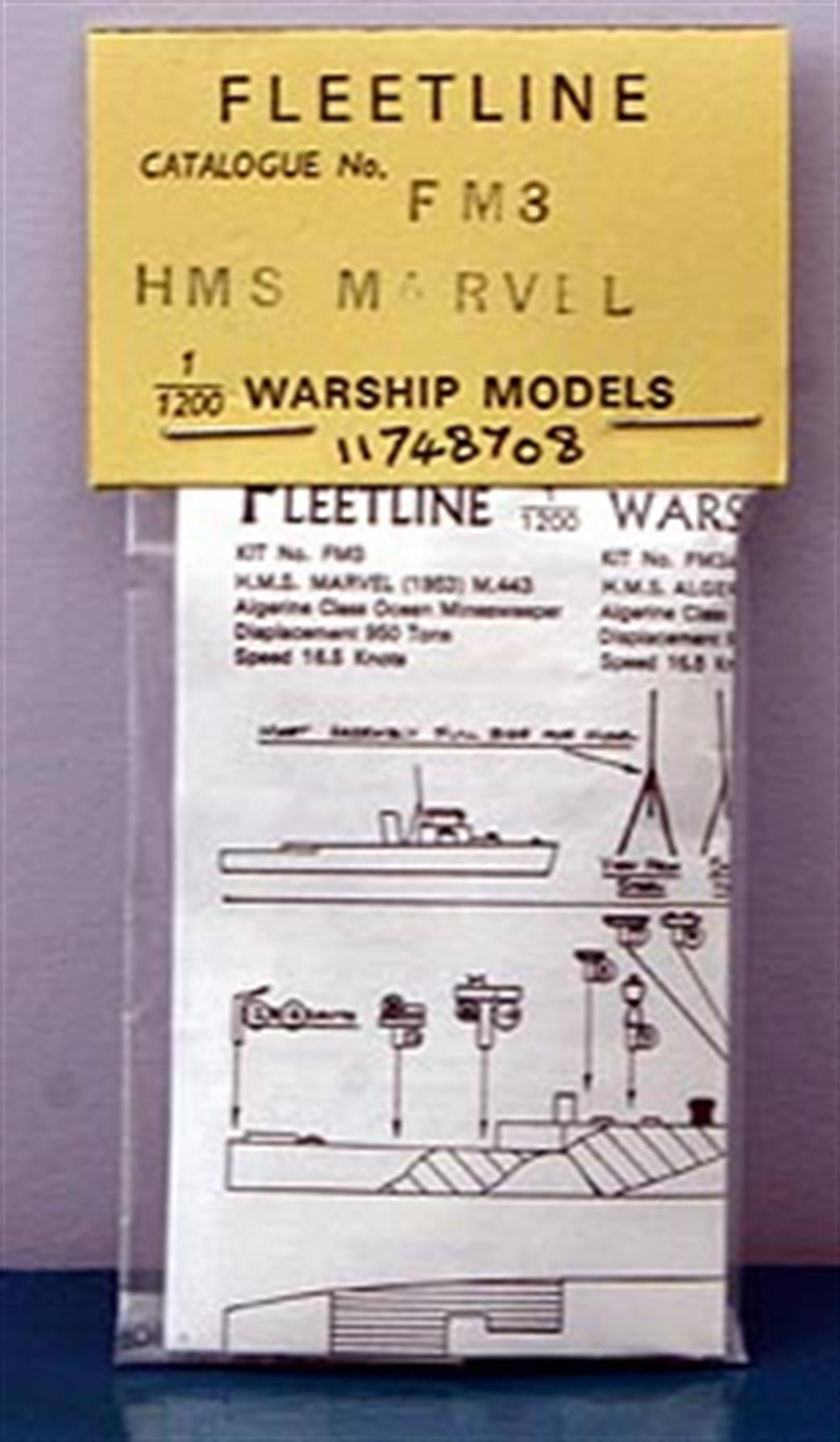 Fleetline 1/1200 FM3 kit HMS Marvel an Algerine-class minesweeper in 1953 kit