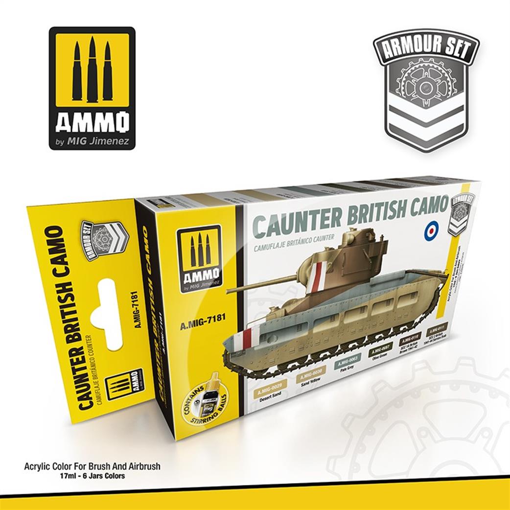 Ammo of Mig Jimenez  A.MIG-7181 WW2 Caunter Bristol Camo Colours Paint Set 6 x 17ml