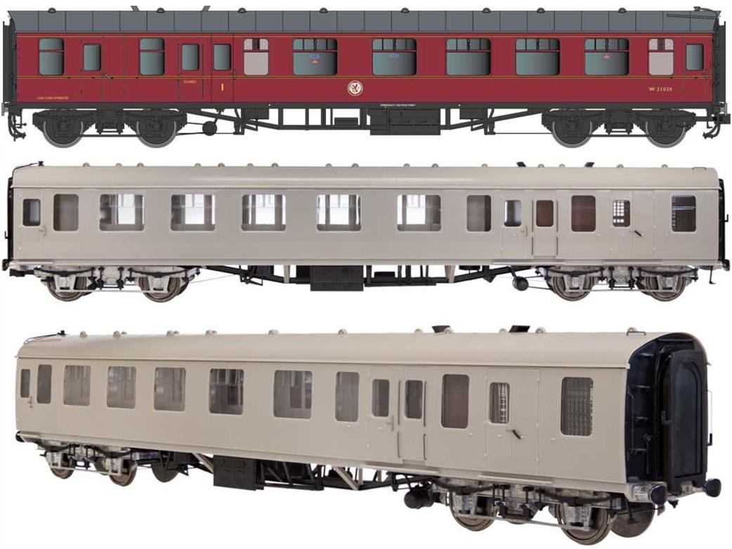 Dapol Lionheart Trains O Gauge 7P-002-001 BR W21020 Mk1 BCK Brake Composite Corridor Coach Maroon Western Region