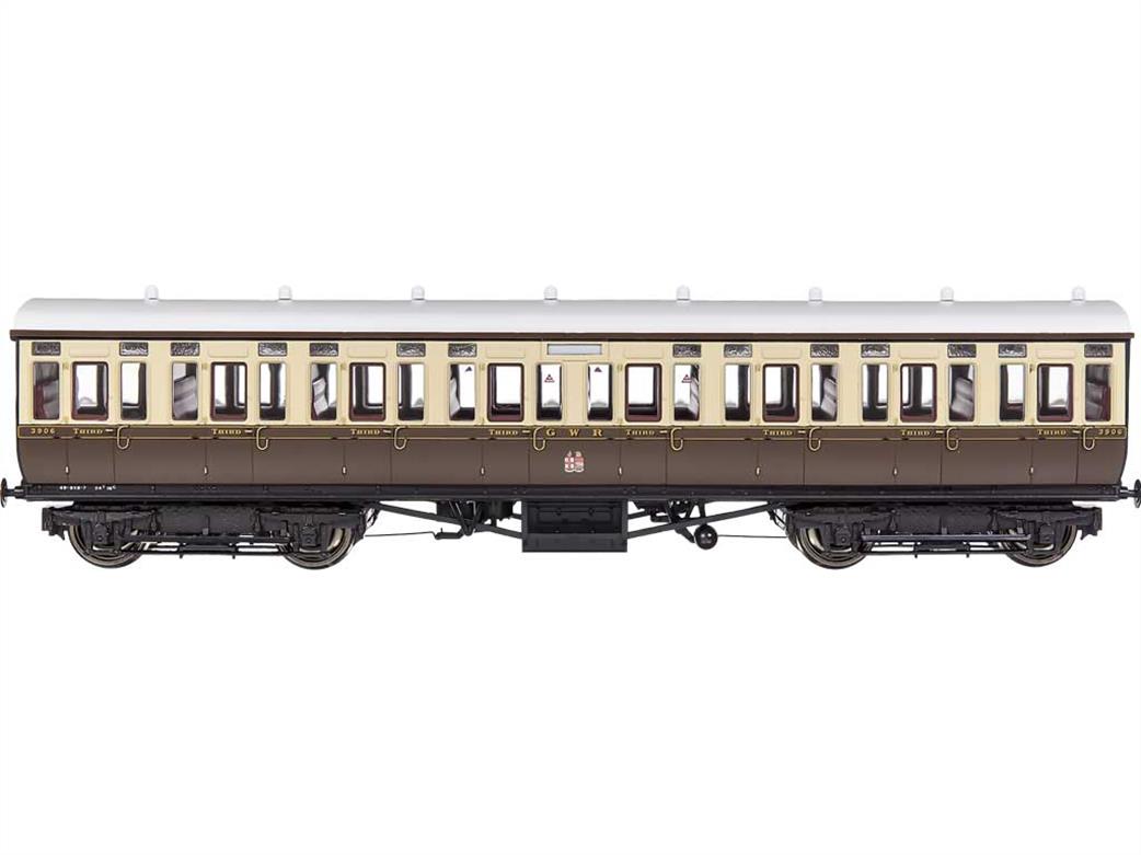 Dapol OO 4P-020-212 GWR 3906 Third Class Mainline & City Toplight Suburban Stock Chocolate & Cream Twin Cities Crests Set 3