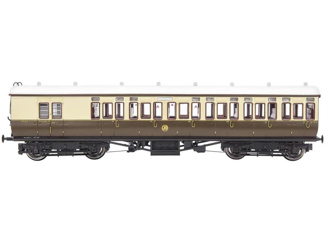 Dapol OO 4P-020-302 GWR 3754 Brake Third Mainline & City Toplight Suburban Stock Chocolate & Cream Shirtbutton Logo Set 4