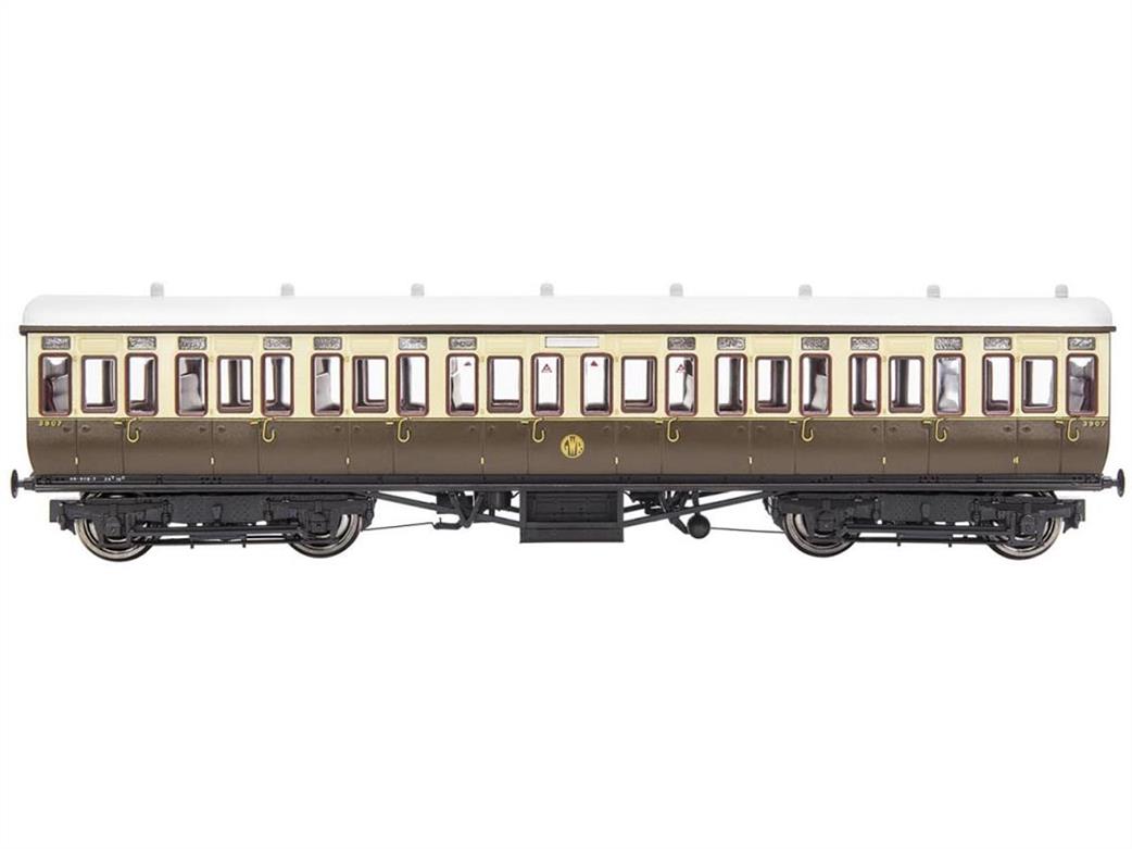 Dapol OO 4P-020-312 GWR 3908 Third Class Mainline & City Toplight Suburban Stock Chocolate & Cream Shirtbutton Logo Set 4