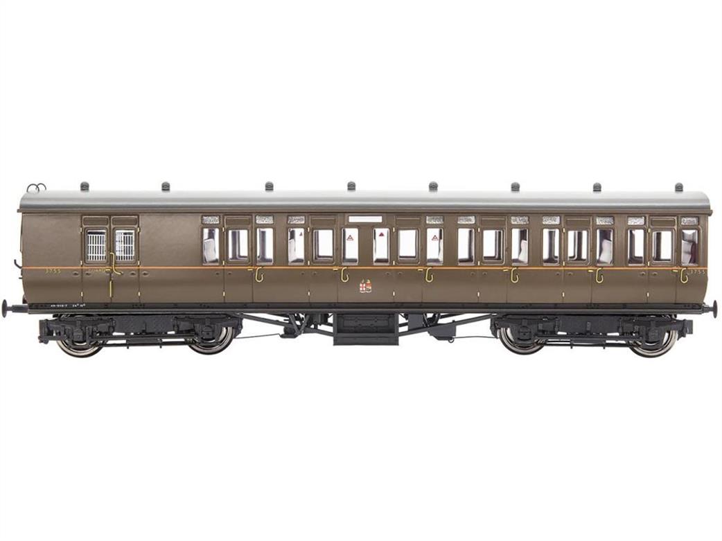 Dapol OO 4P-020-401 GWR 3755 Brake Third Mainline & City Toplight Suburban Stock Plain Chocolate Brown Set 5