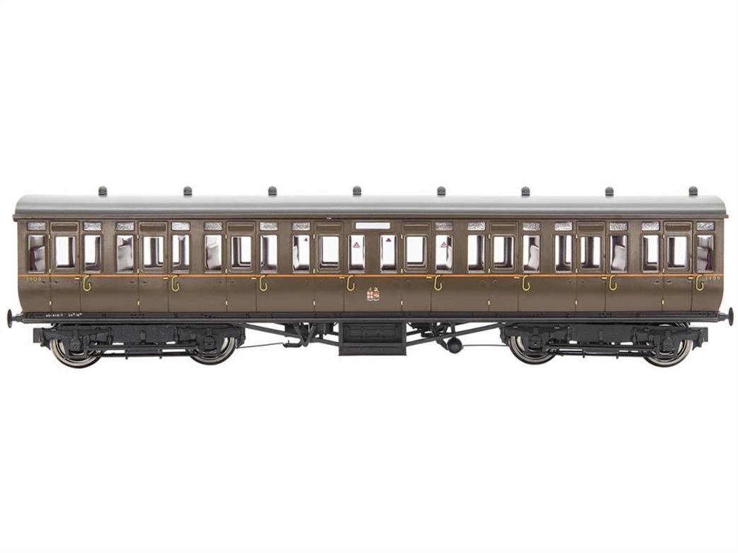 Dapol OO 4P-020-411 GWR 3909 Third Class Mainline & City Toplight Suburban Stock Plain Chocolate Brown Set 5