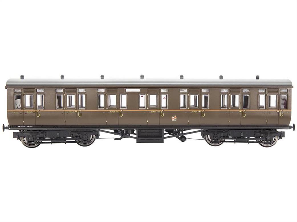 Dapol OO 4P-020-421 GWR 7909 Composite Coach Mainline & City Toplight Suburban Stock Plain Chocolate Brown Set 5