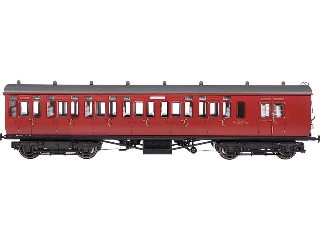 Dapol OO 4P-020-501 BR W3757W Brake Second ex-GWR Mainline & City Toplight Suburban Stock BR Crimson Set 6