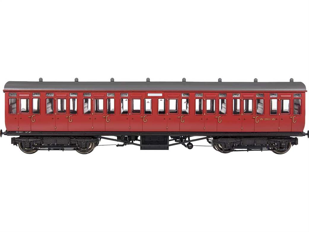 Dapol OO 4P-020-511 BR W3911W Second Class ex-GWR Mainline & City Toplight Suburban Stock BR Crimson Set 6