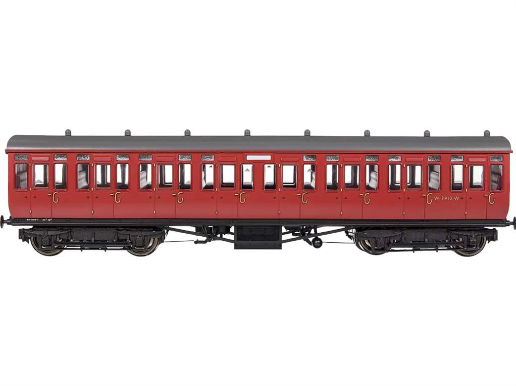 Dapol OO 4P-020-512 BR W3912W Second Class ex-GWR Mainline & City Toplight Suburban Stock BR Crimson Set 6