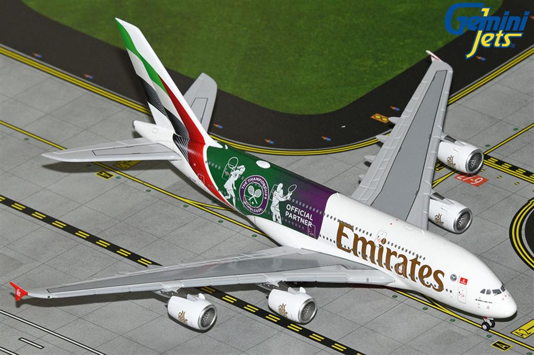 Gemini Jets 1/400 GJUAE2283 Emirates A380 Wimbledon 2024 Diecast Aircraft Model