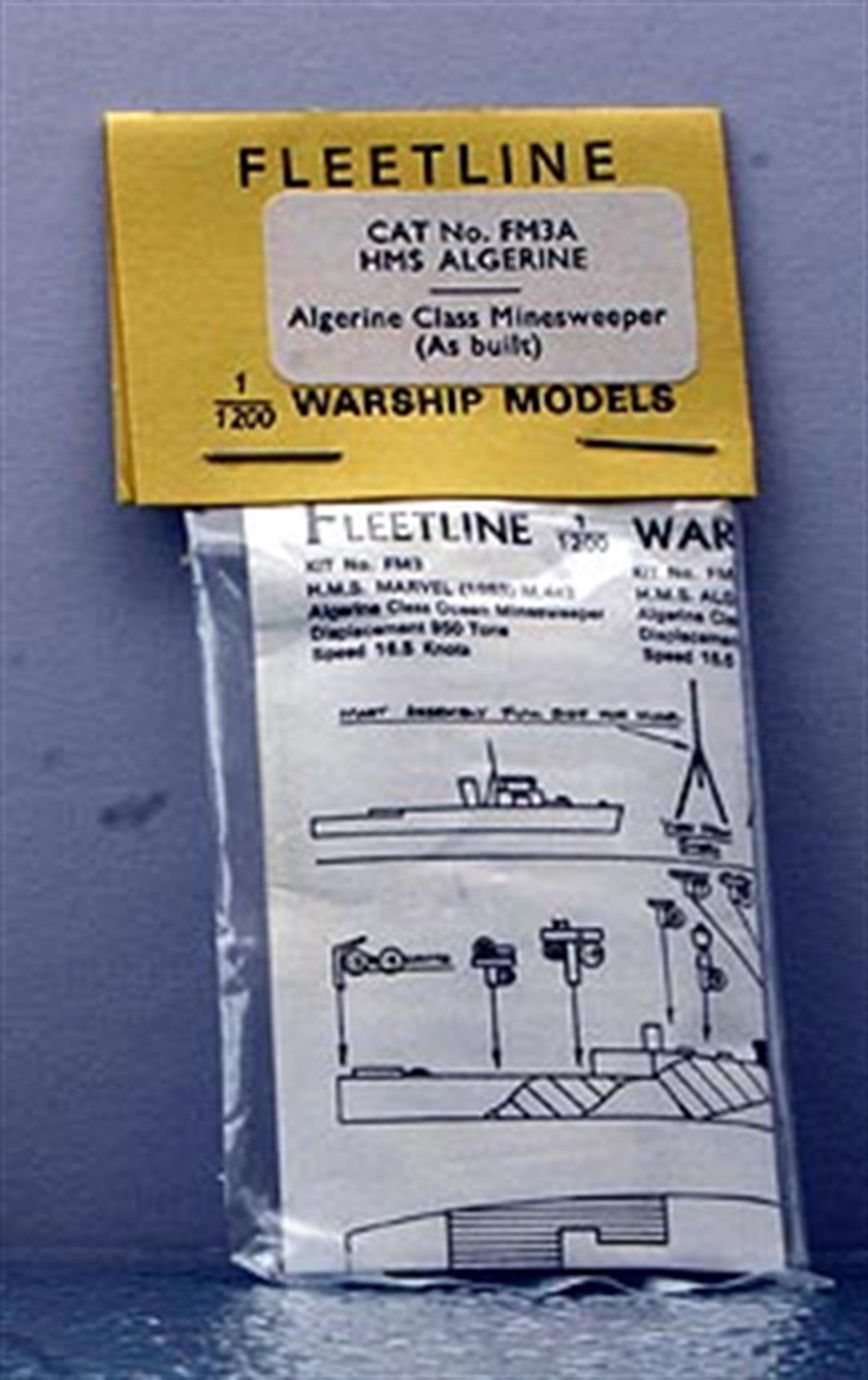 Fleetline 1/1200 FM3A kit HMS Algerine a kit of the WW2 minesweeper as built