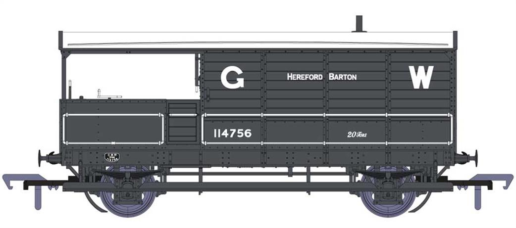 Rapido Trains OO 918001 GWR 114765 Diagram AA20 Toad Brake Van GWR Grey Large Lettering Hereford Barton