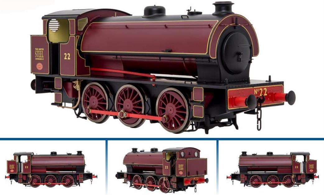 Dapol O Gauge 7S-094-008 United Steel 22 Hunslet Austerity 0-6-0ST Shunting Engine Lined Red