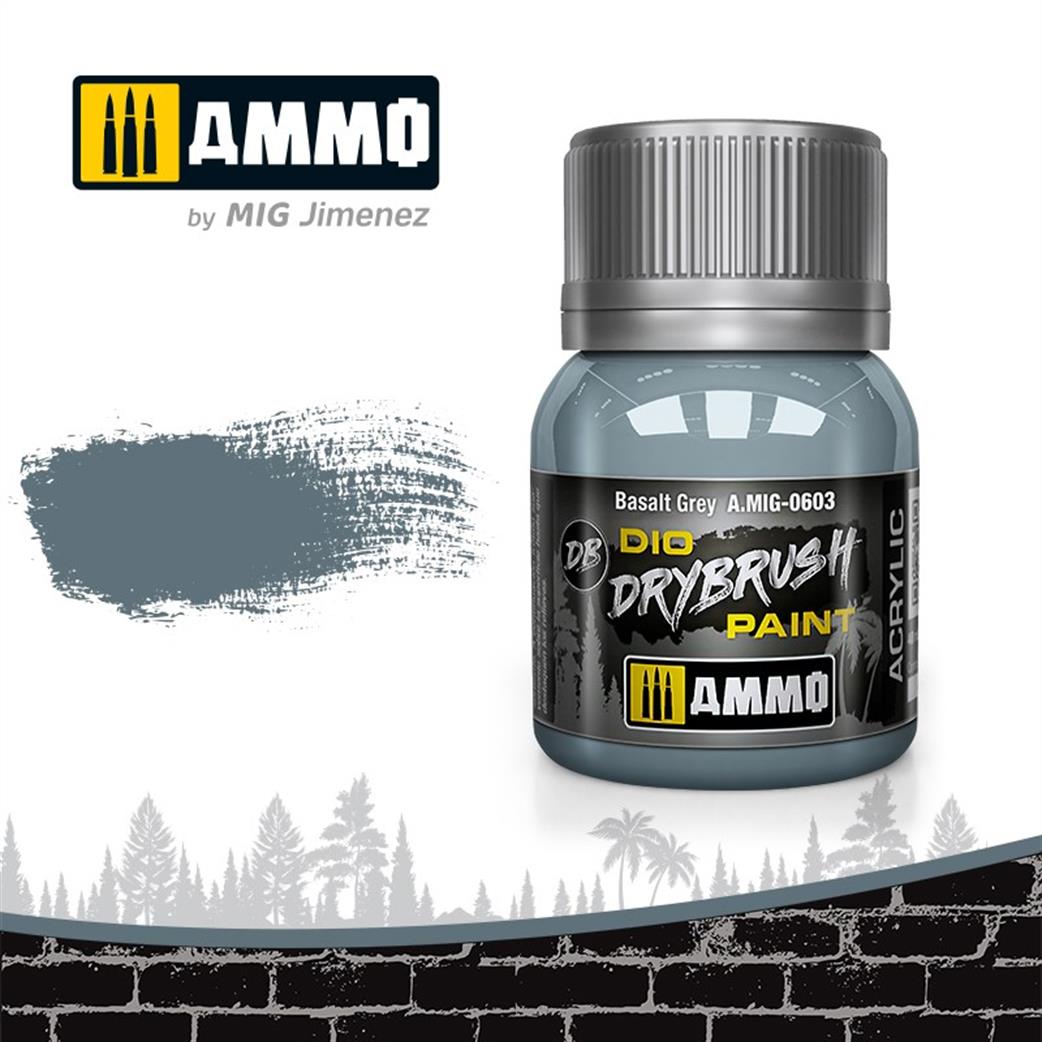 Ammo of Mig Jimenez  A.MIG-0603 Basalt Grey Special Drybrush Paint 40ml Pot