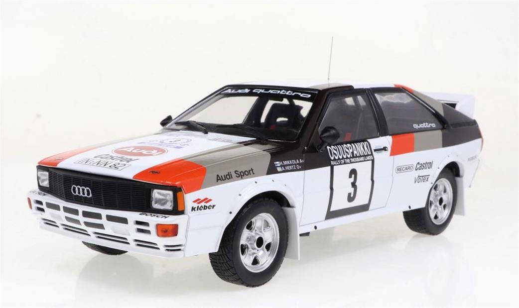 IXO 1/18 18RMC094A Audi Quattro #3 1000 Lakes Rally 1982 H.Mikkola/A.Hertz