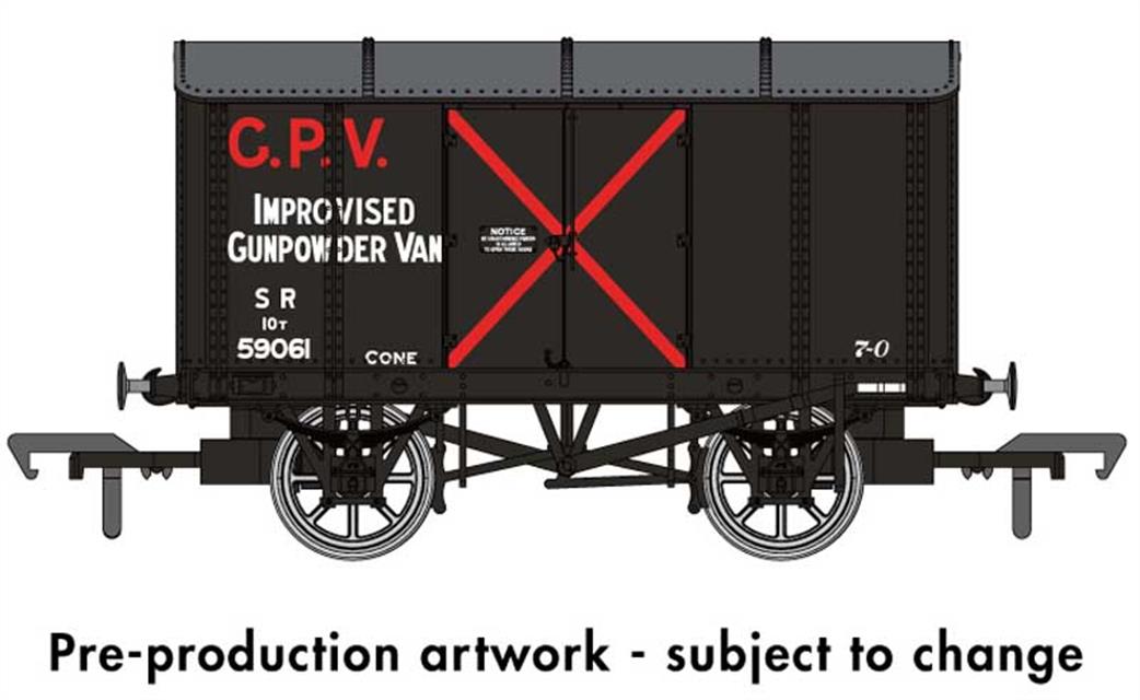 Rapido Trains OO 908013 SR 59061 Iron Mink Improvised Gunpower Van SR Black Red GPV Lettering