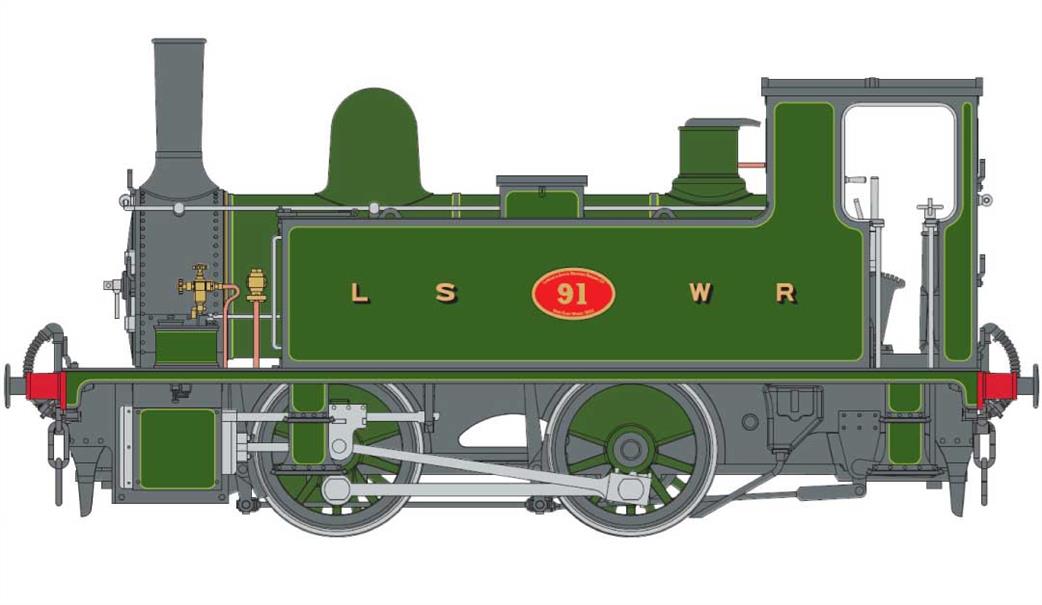 Dapol O Gauge 7S-018-006S L&SWR 91 B4 Class 0-4-0T LSWR Lined Green DCC Sound