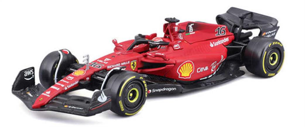 Burago 1/43 B18-36831L Ferrari F1-75 #16 2022 C.Leclerc Scuderia Ferrari w/Helmet and Showcase Model