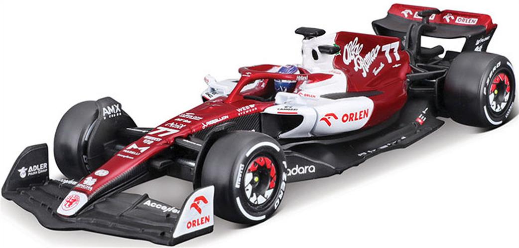 Burago 1/43 B18-38068B Alfa Romeo F1 C42 #77 2022 V.Bottas w/Helmet and Showcase Model