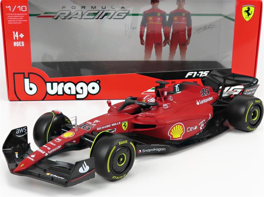 Burago 1/18 B18-16811LE Ferrari F1-75 #16 2022 C.Leclerc Scuderia Ferrari