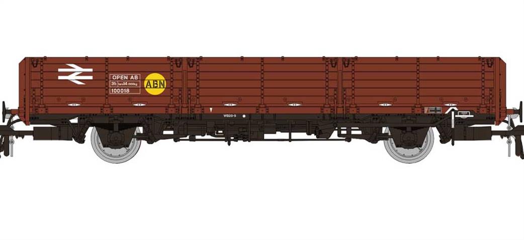 Rapido Trains OO 915002 BR 100018 OPEN AB Long Wheelbase OAA Open Wagon Freight Brown with Yellow ABN Spot