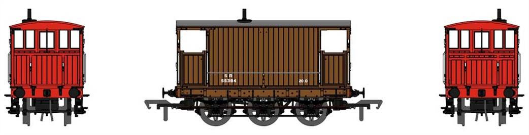 Rapido Trains OO 931005 SR 55384 ex-SECR 6-wheel Goods Train Brake Van SR Brown with Red Ends Small Lettering