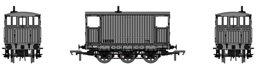 Rapido Trains OO 931009 BR S55371 ex-SECR 6-wheel Goods Train Brake Van BR Grey