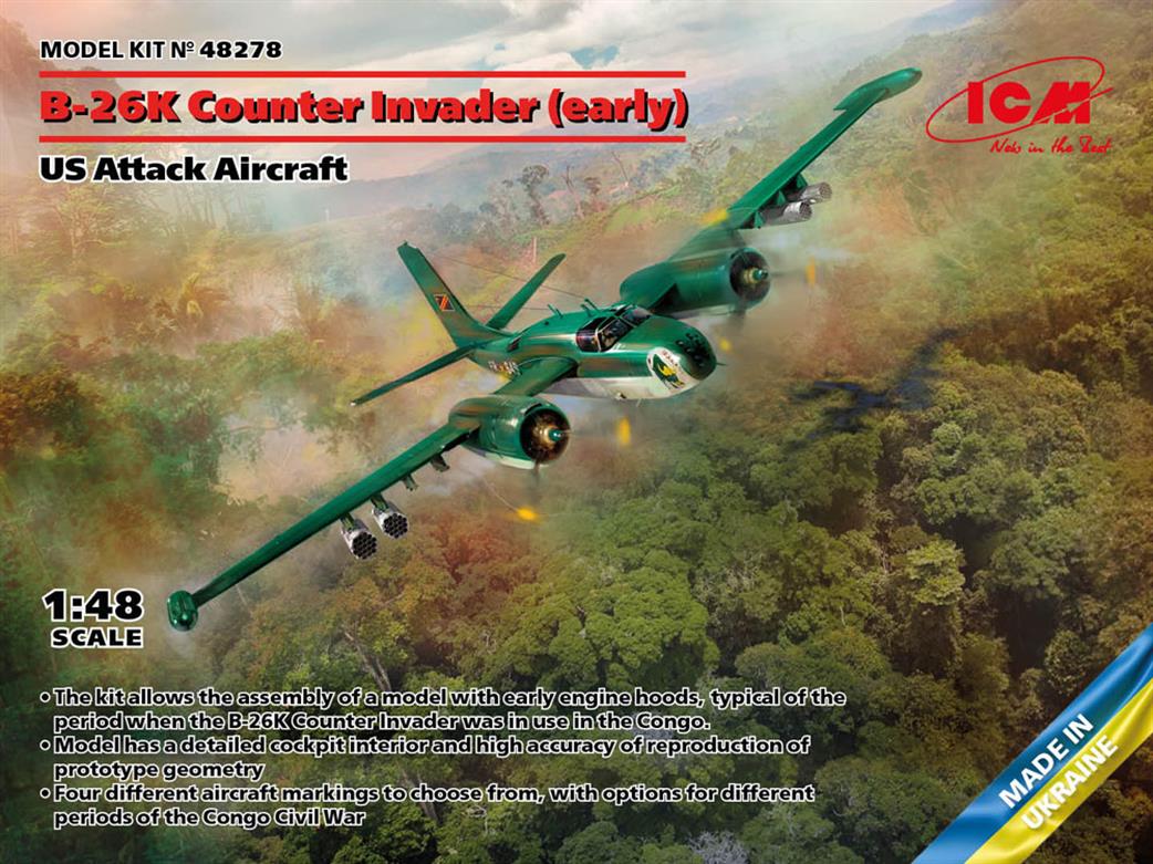 ICM 1/48 48278 Douglas B-26 Counter Invader Early US Attack Aircraft Kit