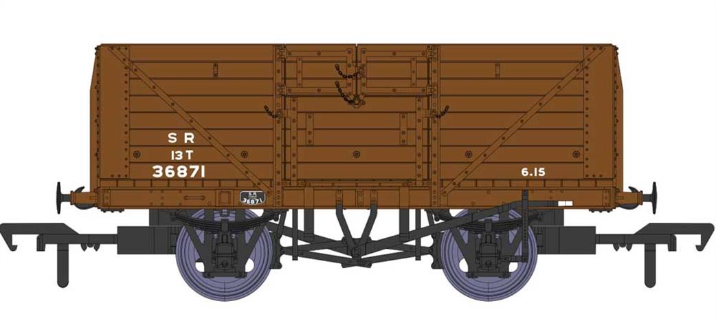 Rapido Trains OO 940017 SR 36871 Dia.1379 8 Plank Open Wagon SR Goods Brown Small Lettering