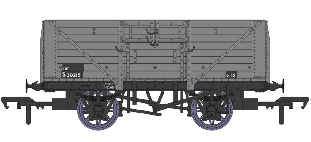 Rapido Trains OO 940021 BR S30215 ex-SR Dia.1379 8 Plank Open Wagon BR Goods Grey