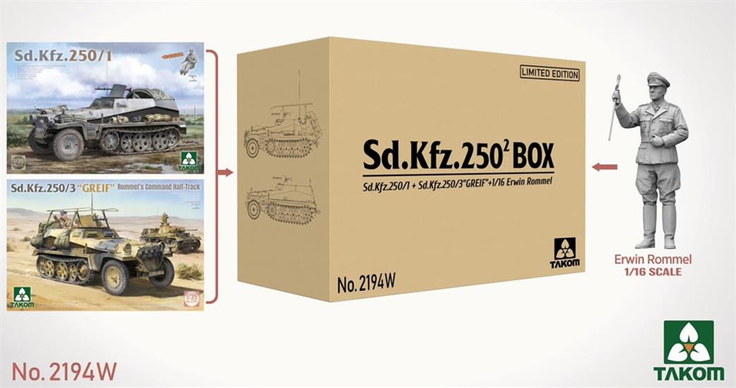 Takom 1/35 2194W Sk.Kfz.250/3 Greif Ltd Double Box Set